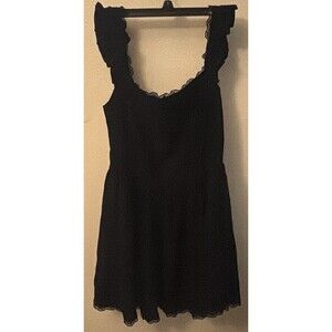 PINAFORE black goth grunge Lace Edge Knee Length Sleeveless Dress Sz L 90’s Y2K